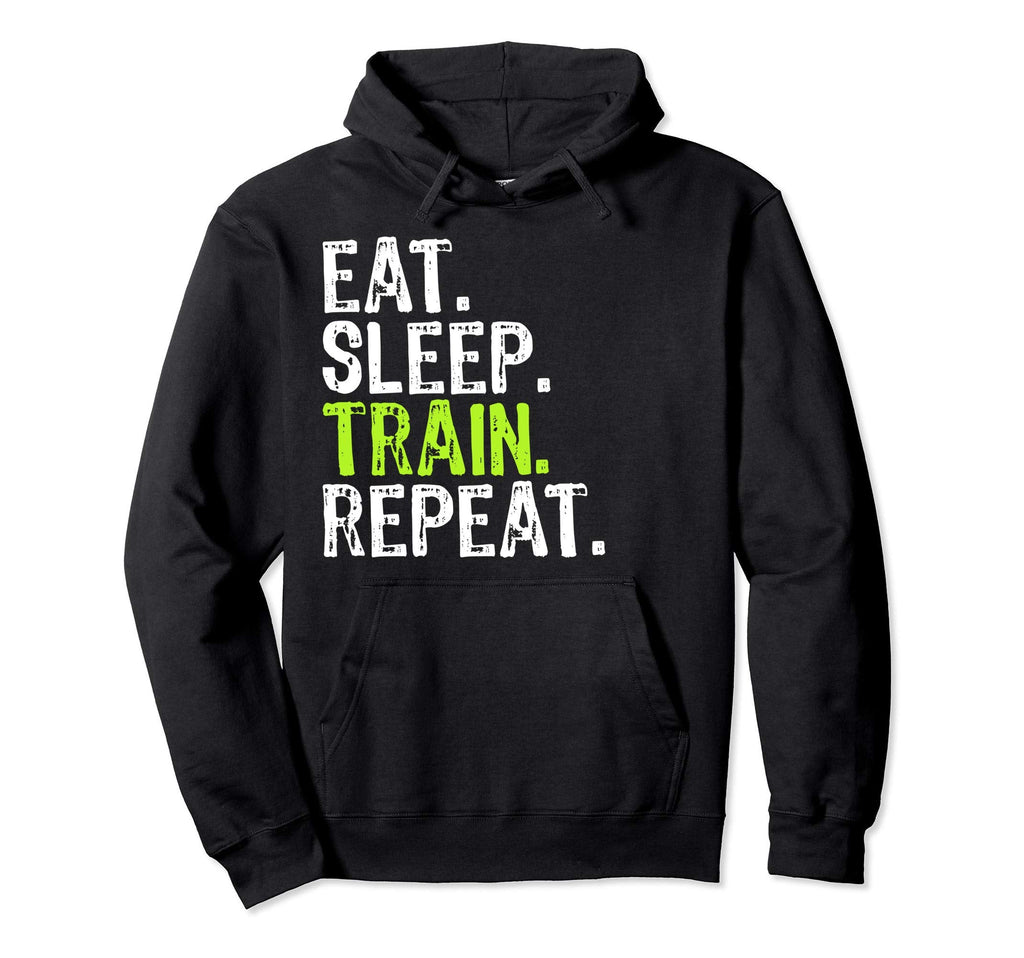 Eat Sleep Train Repeat Athlete Workout Hoodie - Graphic Print for Adults