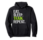 Eat Sleep Train Repeat Athlete Workout Hoodie - Graphic Print for Adults