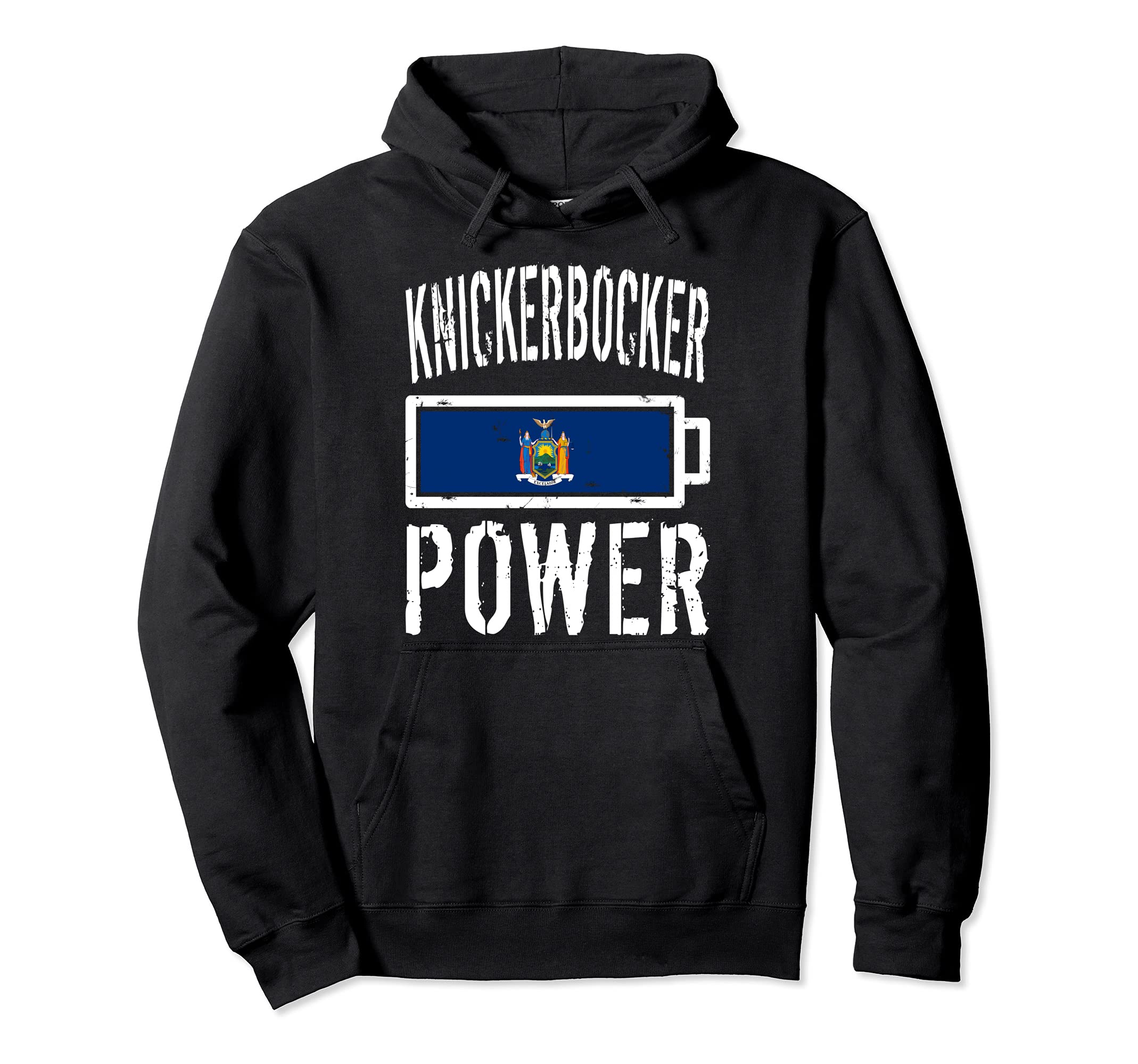 New York Flag Knickerbocker Power Battery Hoodie - Novelty Apparel Unisex