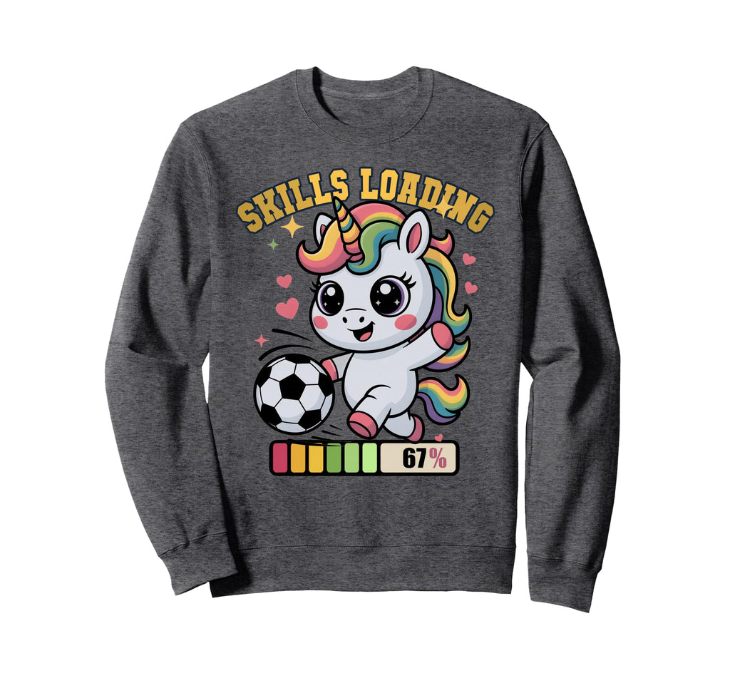 Skills Loading Soccer Unicorn Playing Sweatshirt - Unique Graphic Unisex