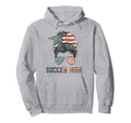 Soccer Mom Messy Bun Patriotic Hoodie - Casual Everyday Wear Men Women