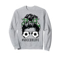 Momlife Kidlife Messy Bun Soccer Sweatshirt - Trendy Graphic for Adults