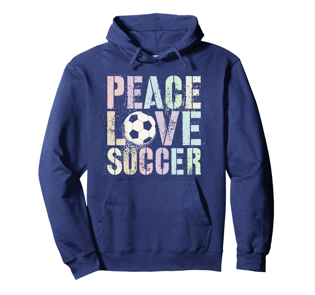 Funny Peace Love Soccer Goal Like Club Hoodie - Novelty Apparel for Adults