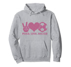 Peace Love Soccer Soccer Player Soccer Hoodie - Graphic Print for Adults