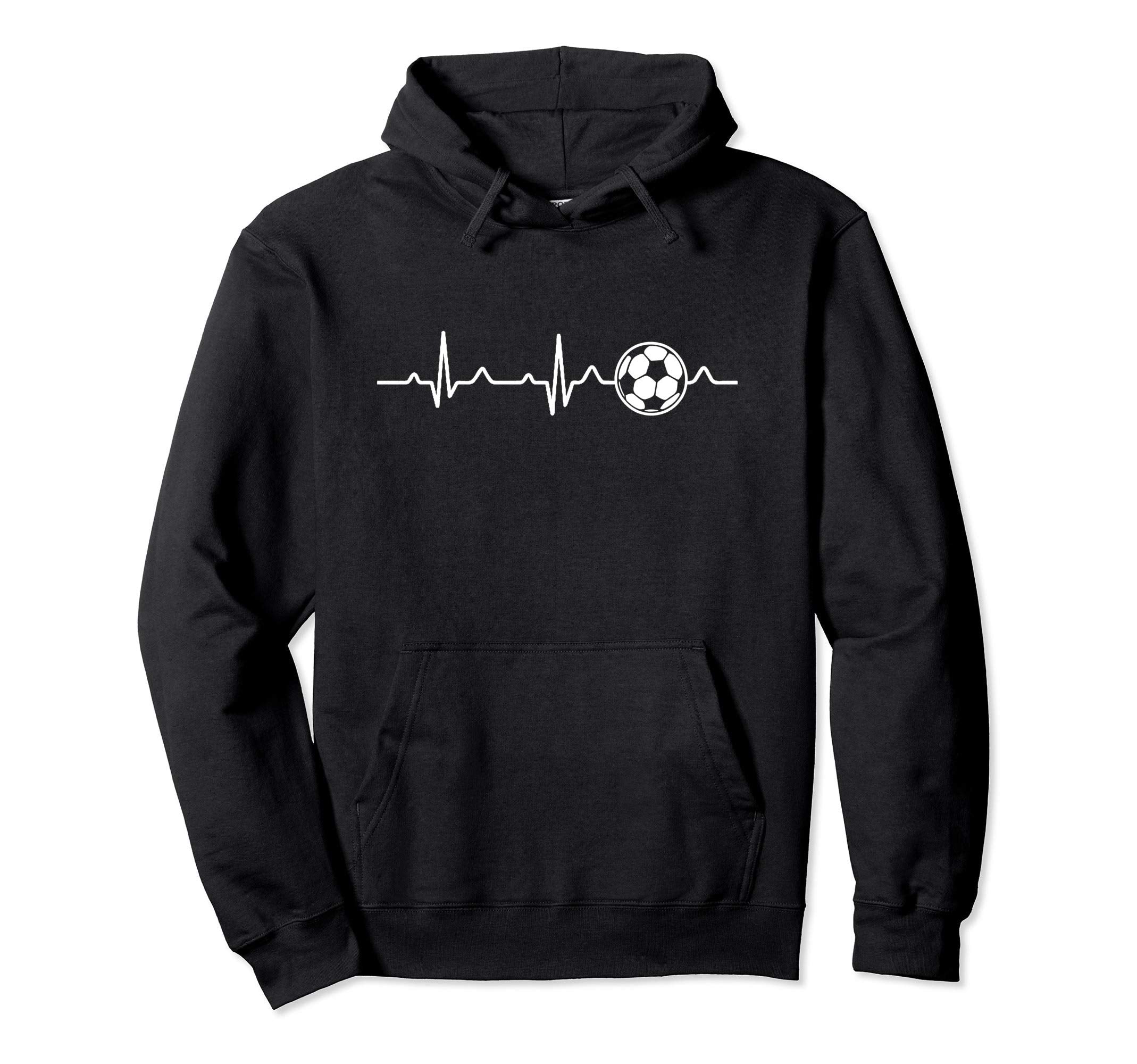 Soccer Heartbeat Player Coach Gift Hoodie - Fun Novelty Design Men Women