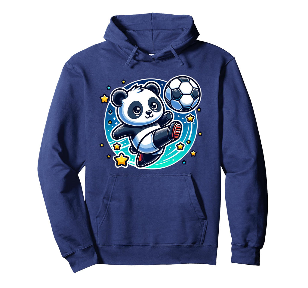Panda Soccer Player Kicking Soccer Ball Hoodie - Novelty Apparel Unisex