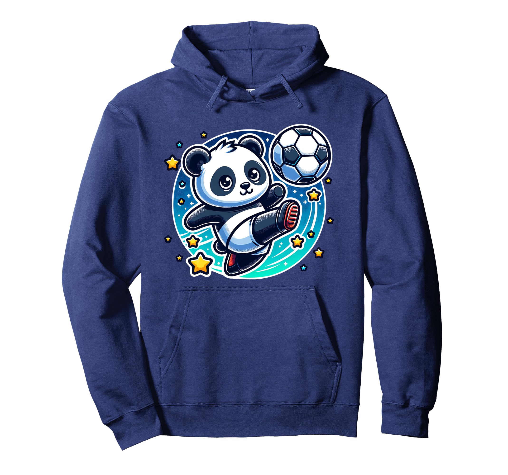 Panda Soccer Player Kicking Soccer Ball Hoodie - Novelty Apparel Unisex