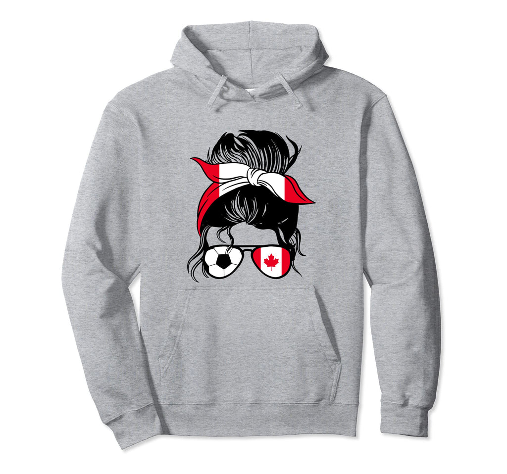 Canada Mothers Day Soccer Mom Messy Bun Hoodie - Unique Graphic Men Women