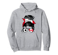 Canada Mothers Day Soccer Mom Messy Bun Hoodie - Unique Graphic Men Women