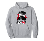 Canada Mothers Day Soccer Mom Messy Bun Hoodie - Unique Graphic Men Women