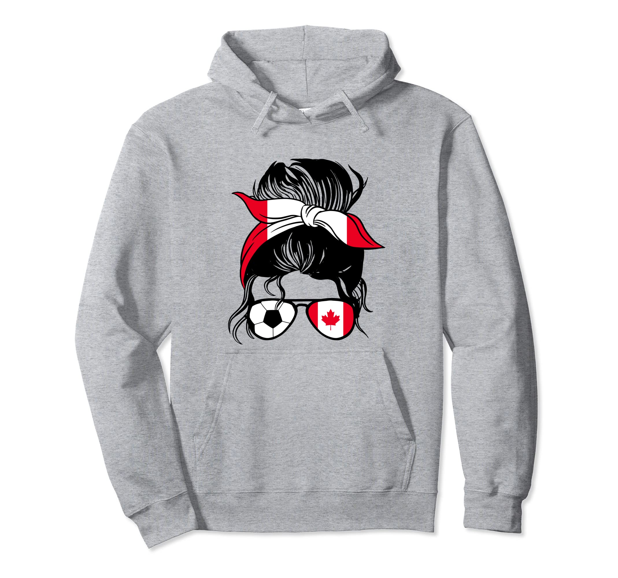 Canada Mothers Day Soccer Mom Messy Bun Hoodie - Unique Graphic Men Women