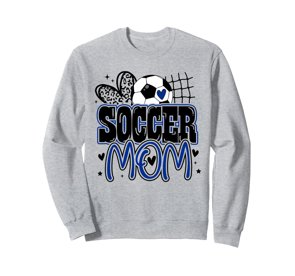 Blue Soccer Heartleopard Soccer Mom Sweatshirt - Unique Graphic for Adults