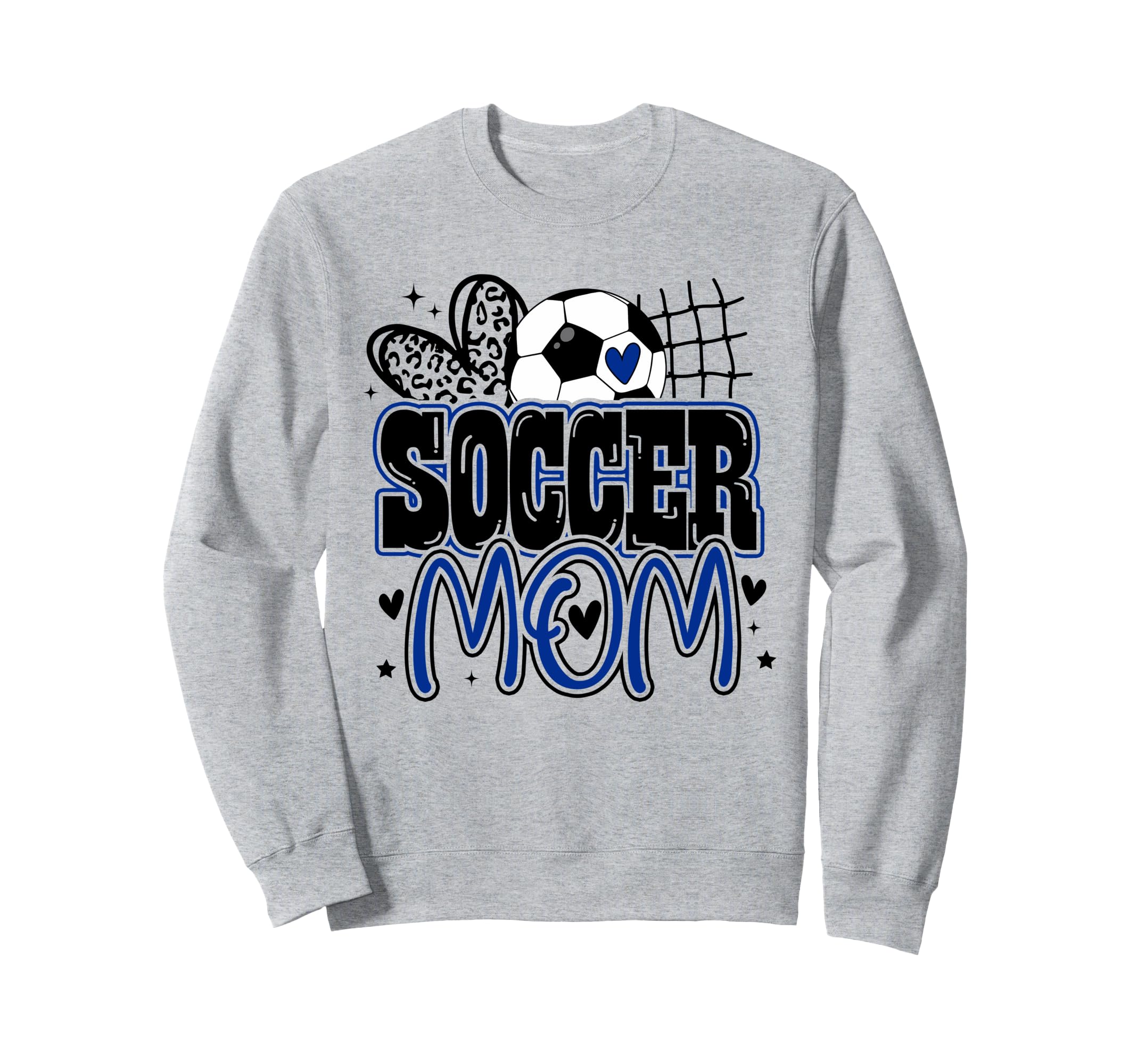 Blue Soccer Heartleopard Soccer Mom Sweatshirt - Unique Graphic for Adults