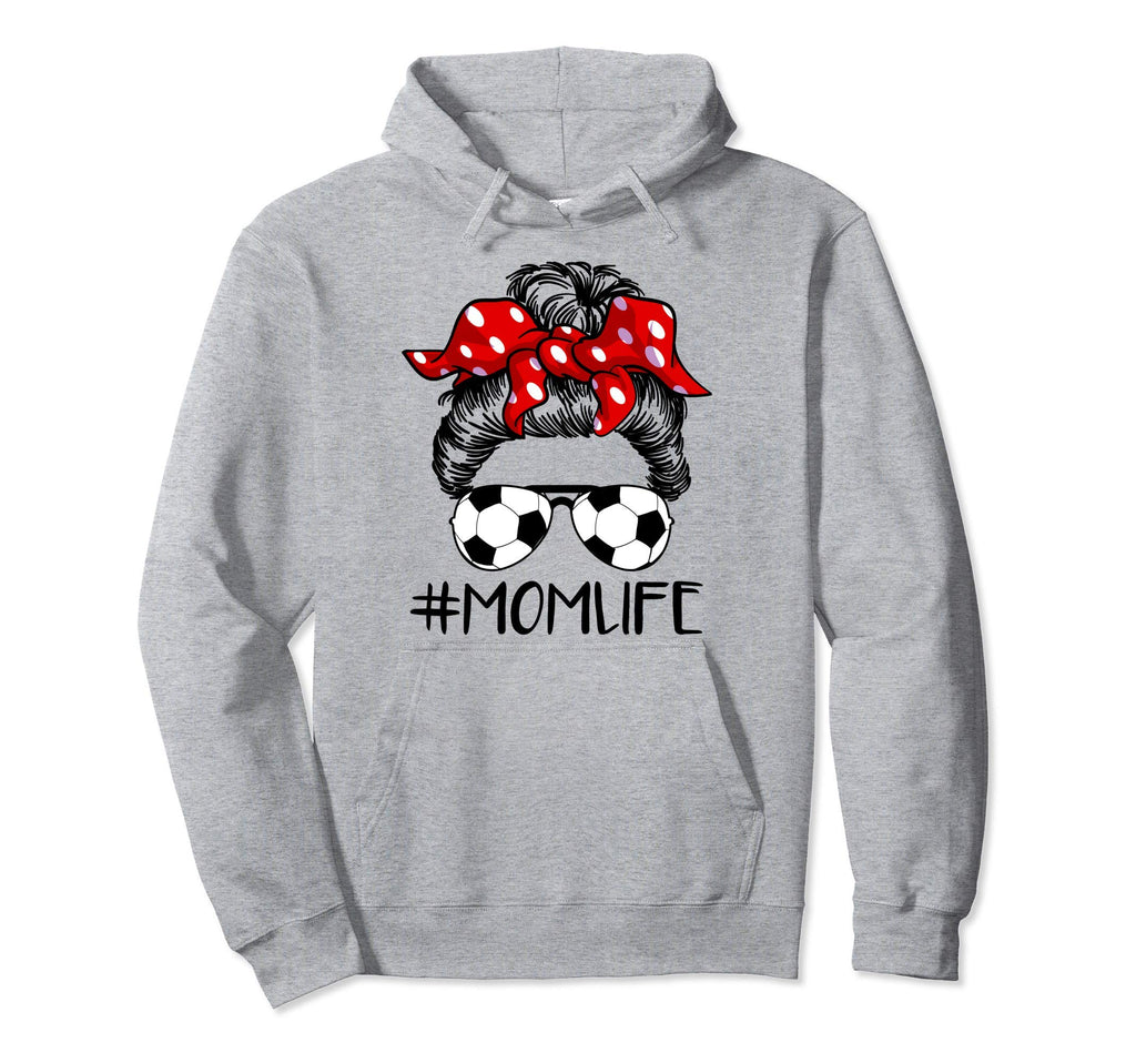 Mom Life Soccer Life Messy Bun Hoodie - Minimalist Print for Adults