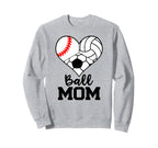 Ball Mom Funny Baseball Sweatshirt - Casual Everyday Wear for Adults