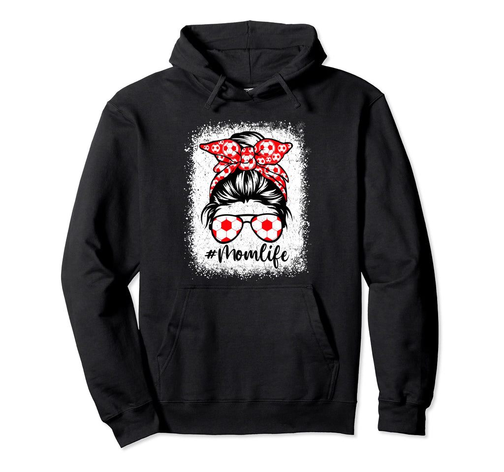 Mom Life Soccer Mothers Day Messy Bun Sport Hoodie - Trendy Graphic Unisex