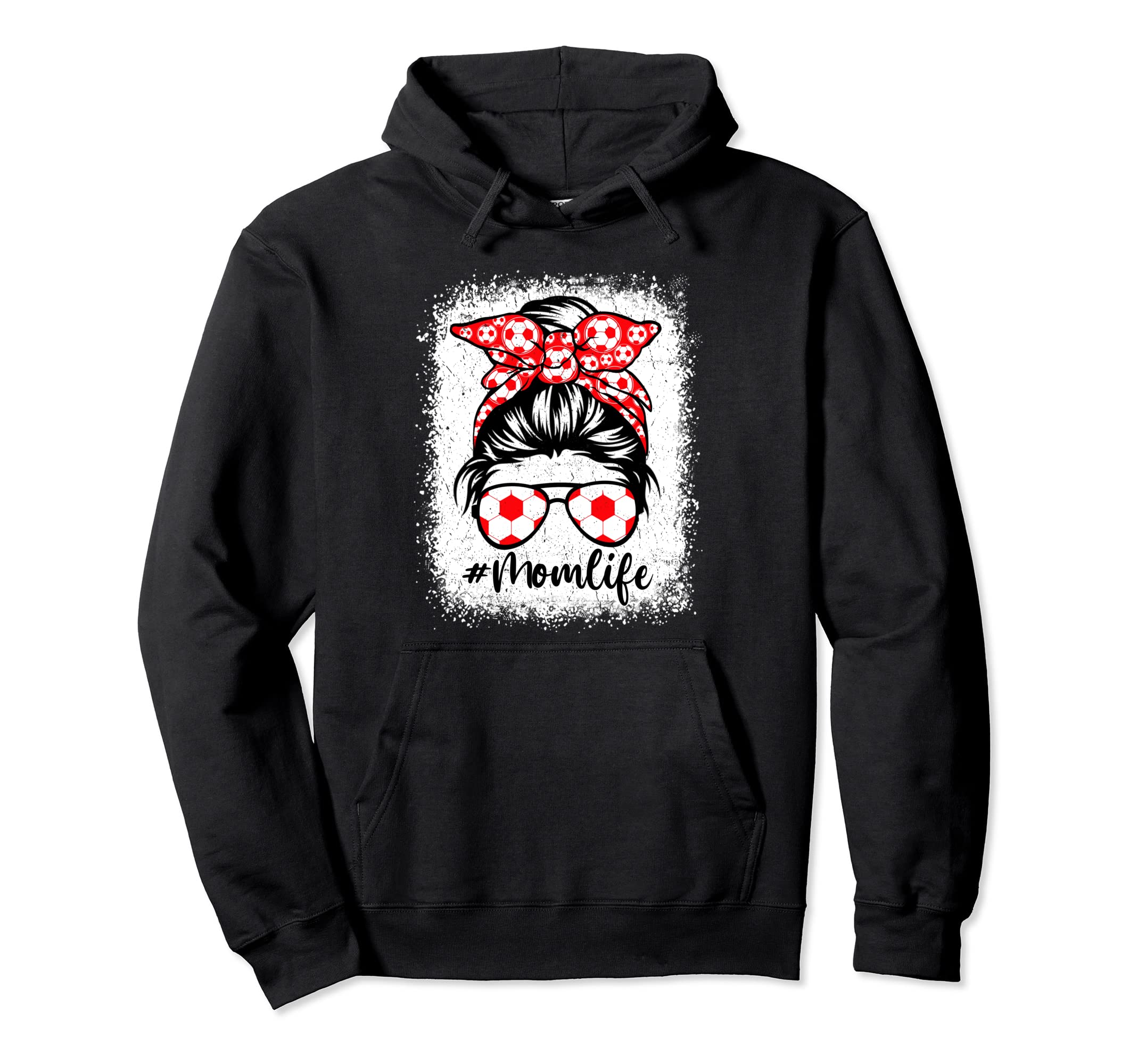 Mom Life Soccer Mothers Day Messy Bun Sport Hoodie - Trendy Graphic Unisex