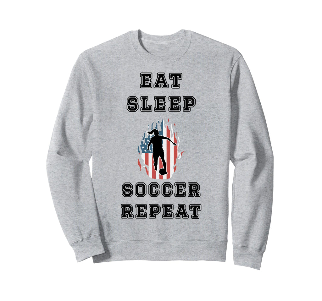 Eat Sleep Soccer Repeat Sarcastic Sweatshirt - Minimalist Print for Adults