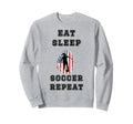 Eat Sleep Soccer Repeat Sarcastic Sweatshirt - Minimalist Print for Adults