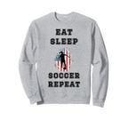 Eat Sleep Soccer Repeat Sarcastic Sweatshirt - Minimalist Print for Adults