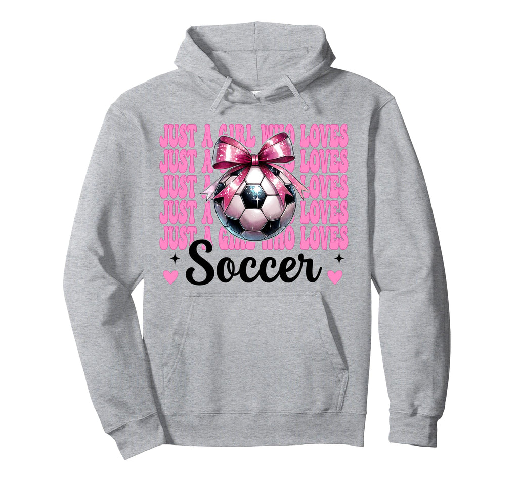 Just Who Loves Soccer Coquette Bow Hoodie - Custom Art Print for Adults