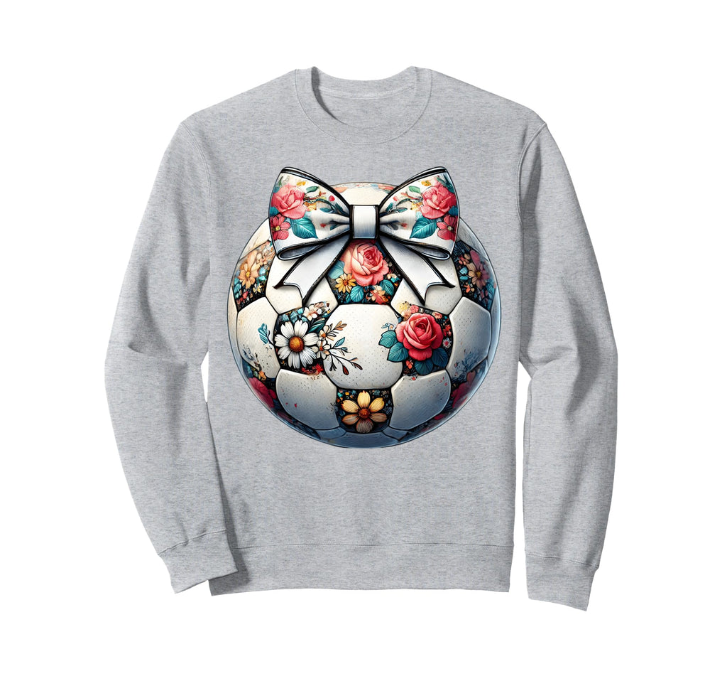 Soccer Flower Coquette Bow Floral Sweatshirt - Custom Art Print for Adults