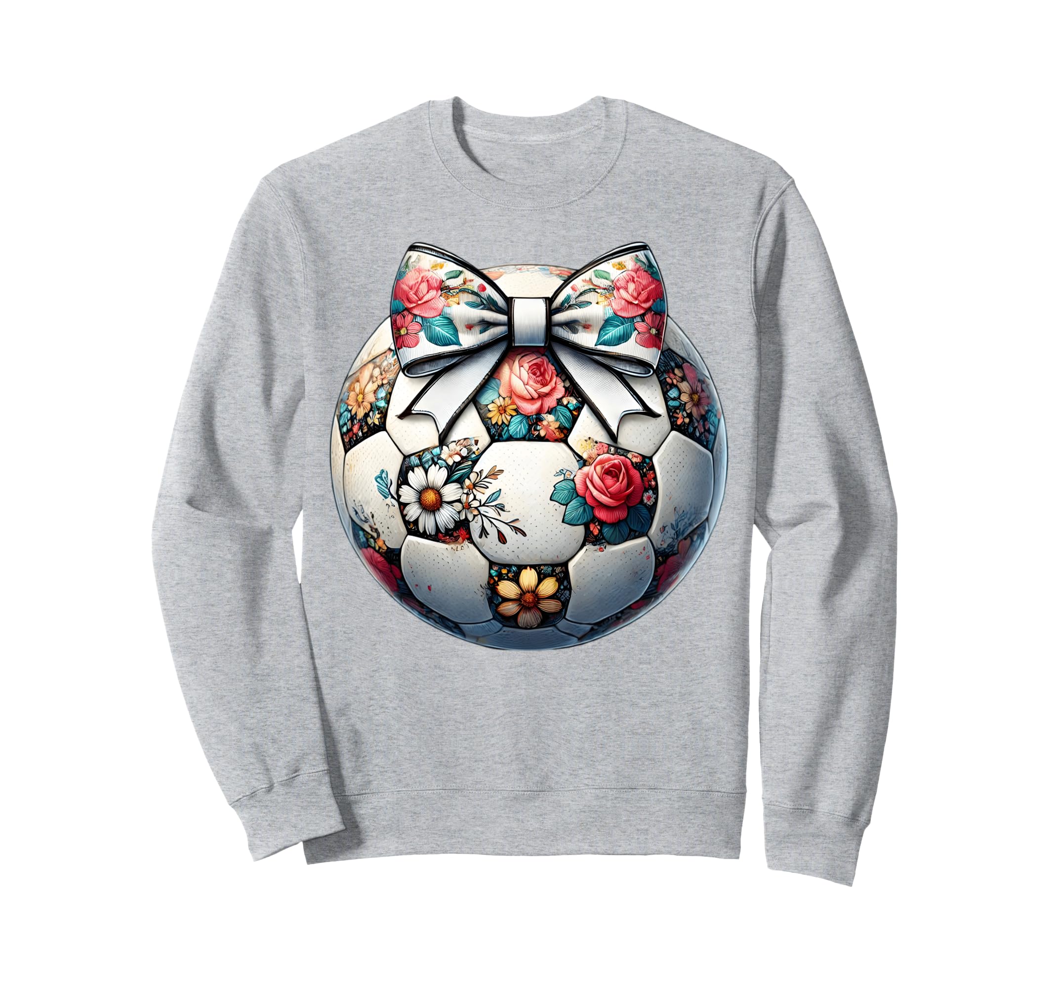 Soccer Flower Coquette Bow Floral Sweatshirt - Custom Art Print for Adults