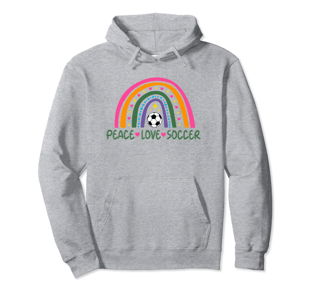 Peace Love Soccer Player Rainbow Teen Hoodie - Novelty Apparel Unisex