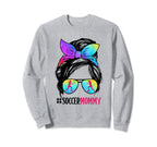 Soccer Mommy Messy Bun Hair Glasses Sweatshirt - Minimalist Print Unisex