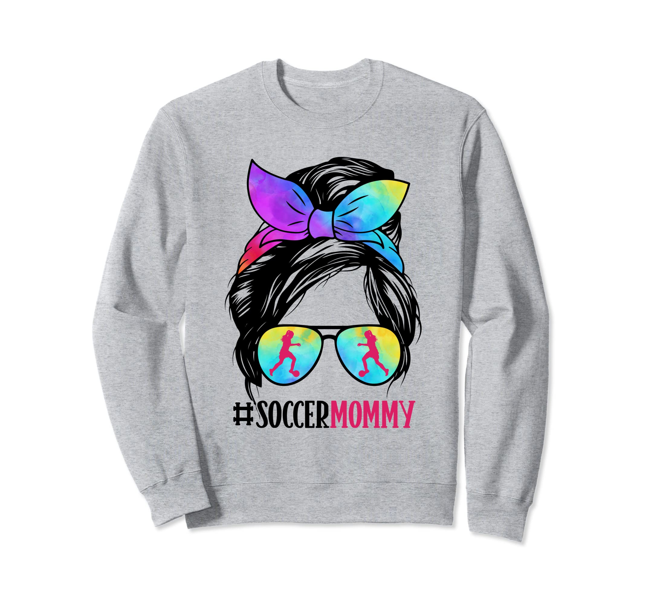 Soccer Mommy Messy Bun Hair Glasses Sweatshirt - Minimalist Print Unisex