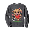 Kawaii Soccer Cow Just Who Loves Sweatshirt - Graphic Print Unisex