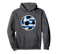 Soccer Ball Greek Flag Distressed Hoodie - Minimalist Print for Adults