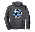 Soccer Ball Greek Flag Distressed Hoodie - Minimalist Print for Adults