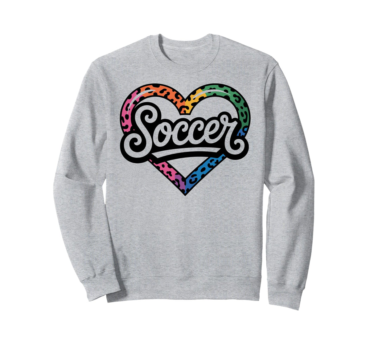 Soccer Watercolor Leopard Heart Sweatshirt - Unique Graphic Unisex