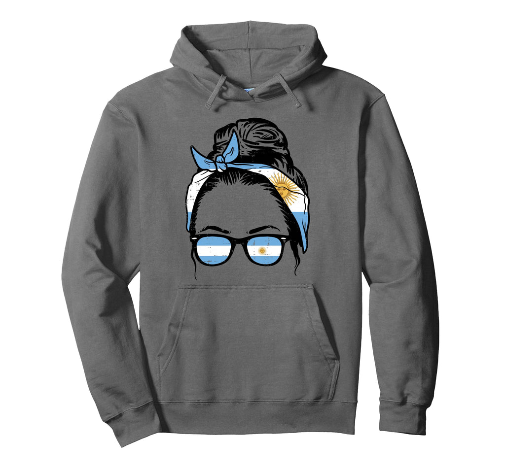 Argentina Messy Bun Flag Soccer Fan Hoodie - Streetwear Style for Adults