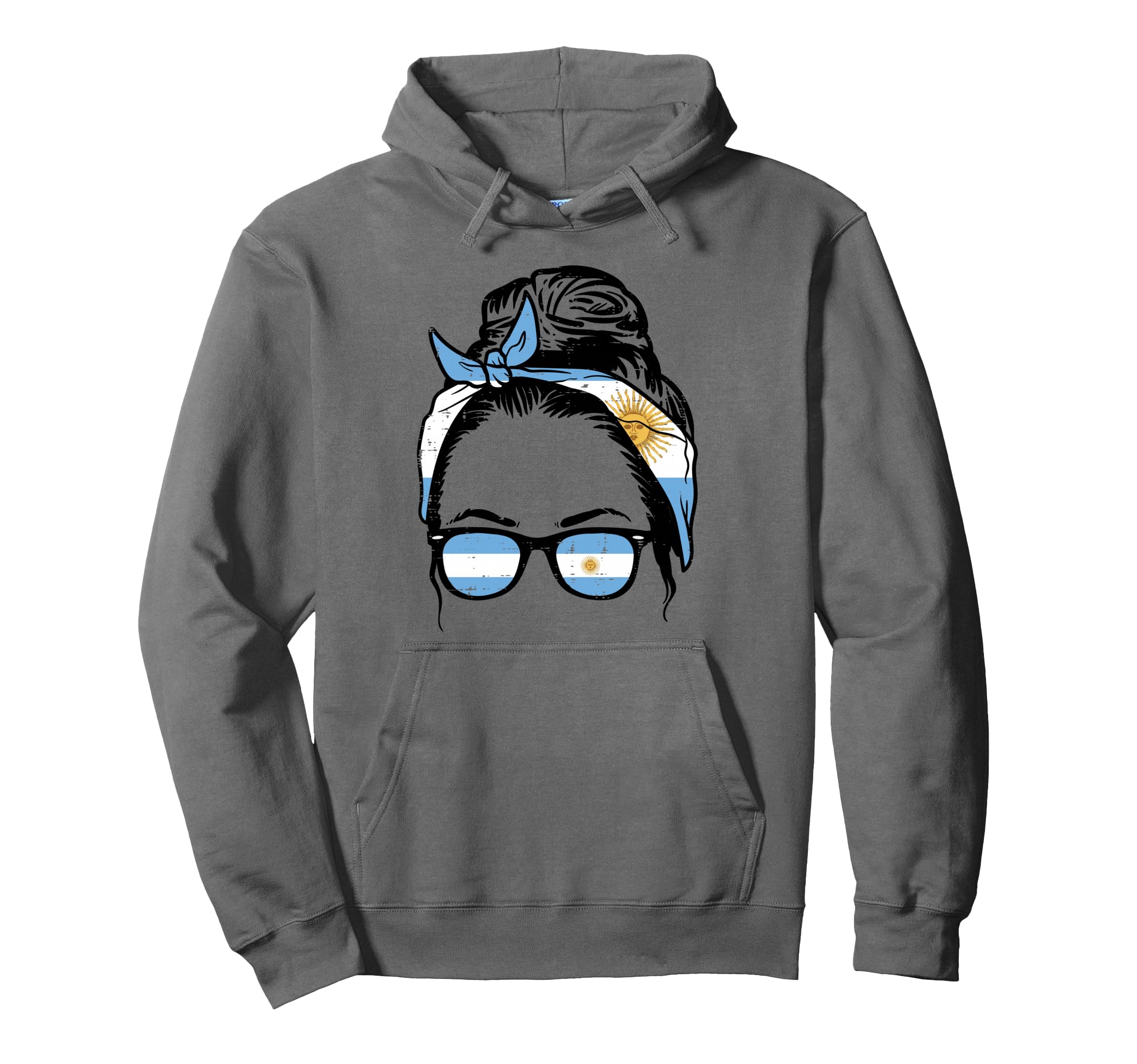 Argentina Messy Bun Flag Soccer Fan Hoodie - Streetwear Style for Adults