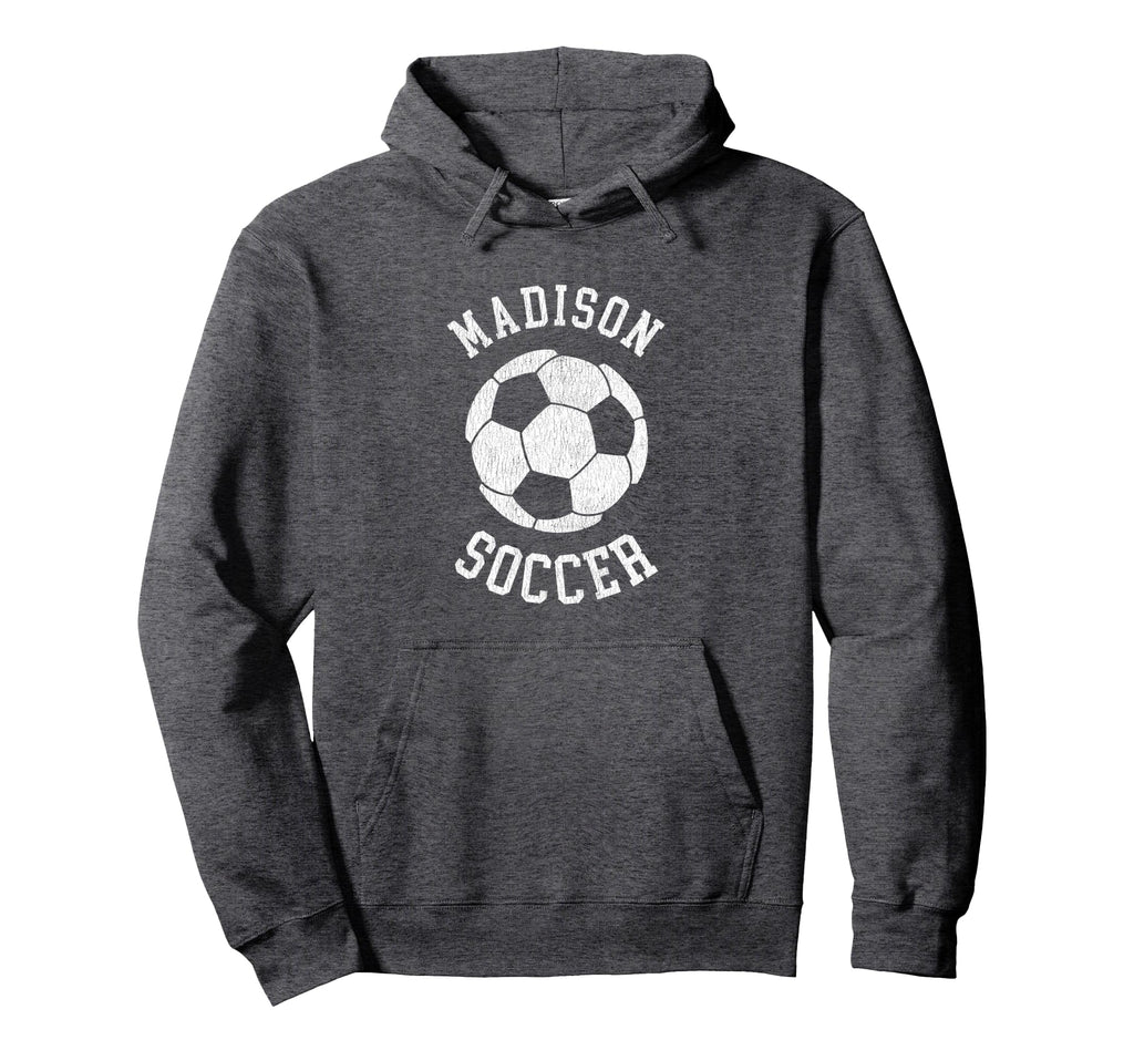 Madison Soccer Distressed 90S Hoodie - Minimalist Print for Adults