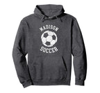 Madison Soccer Distressed 90S Hoodie - Minimalist Print for Adults