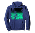Eat Sleep Soccer Repeat Funny Hoodie - Minimalist Print Men Women
