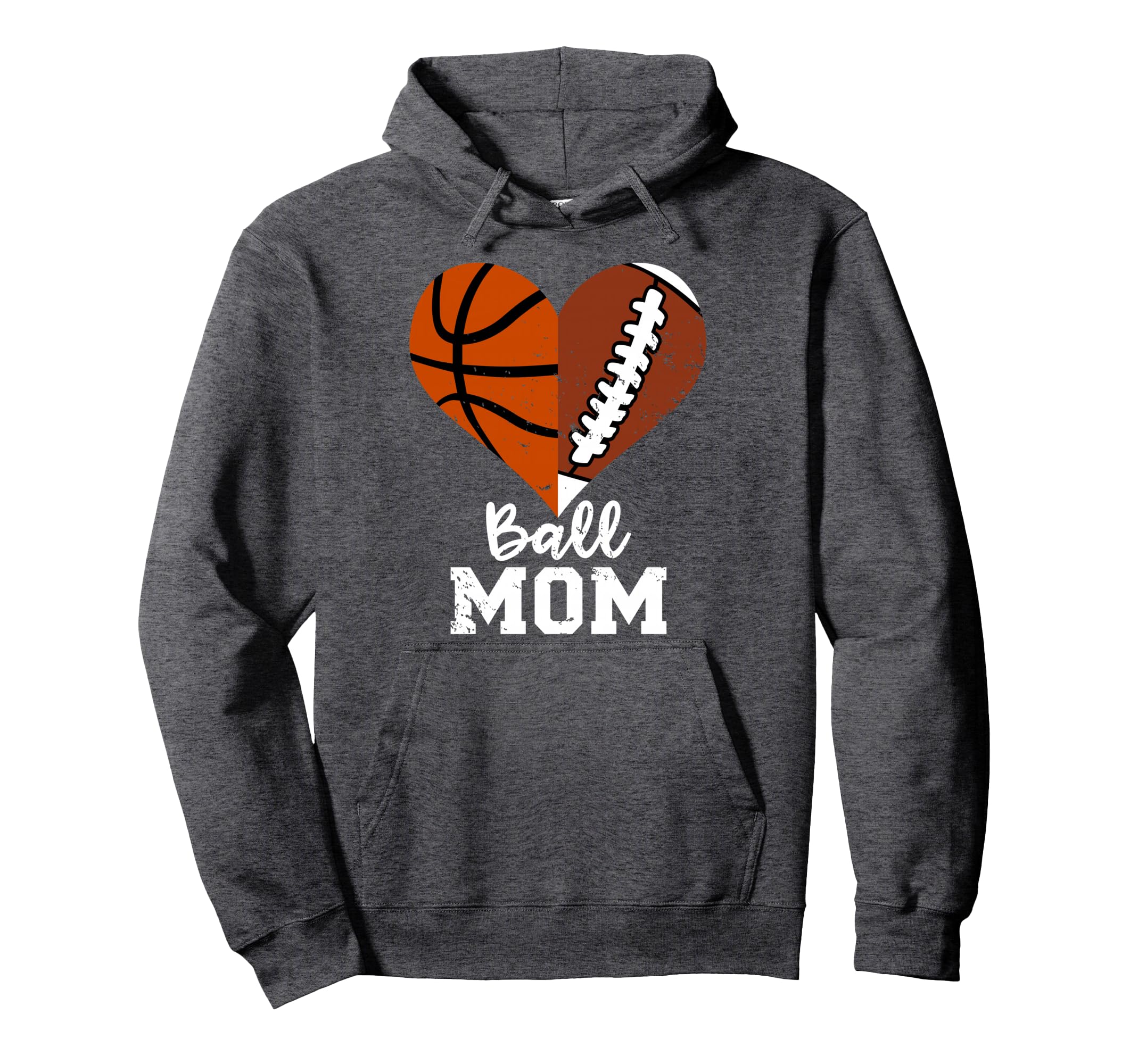 Ball Mom Heart Funny Football Hoodie - Casual Everyday Wear Unisex