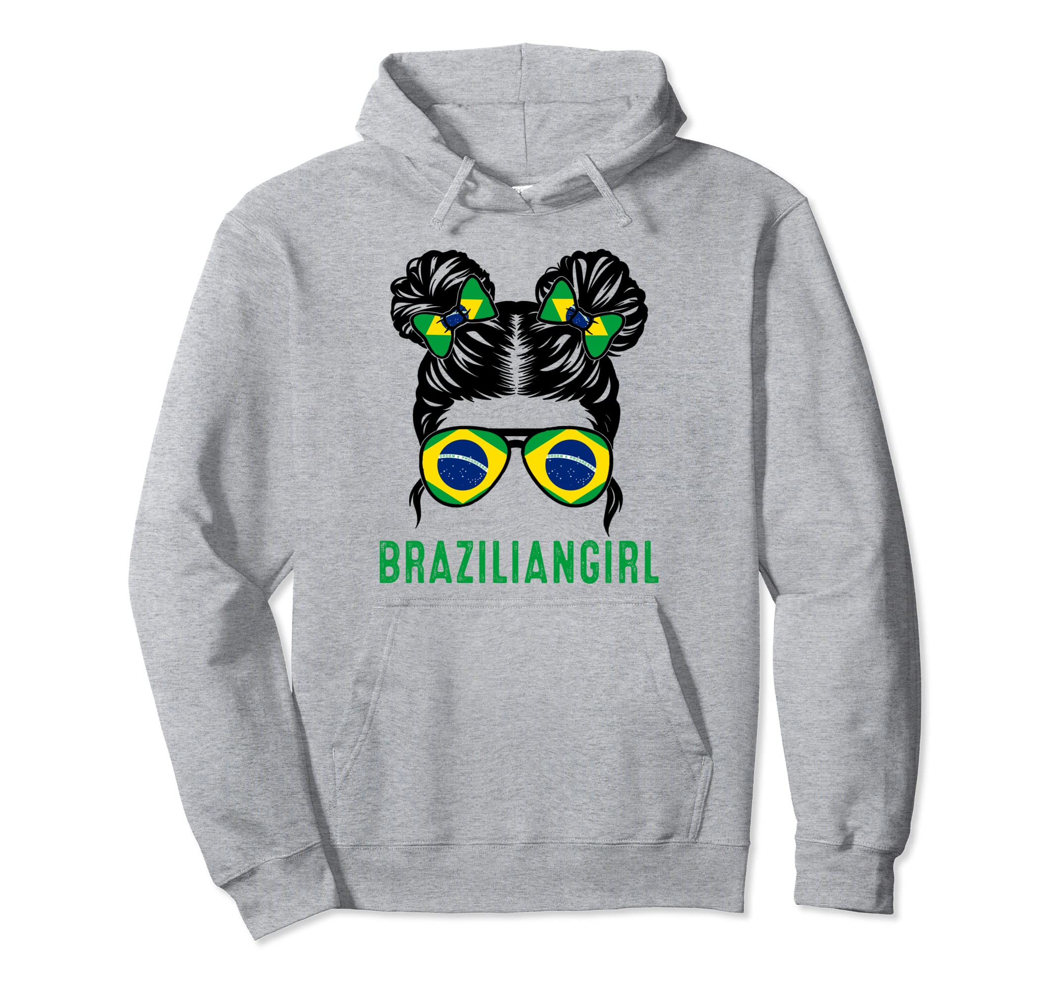 Chica Brazil Flag Brazilian Messy Bun Hoodie - Novelty Apparel Men Women