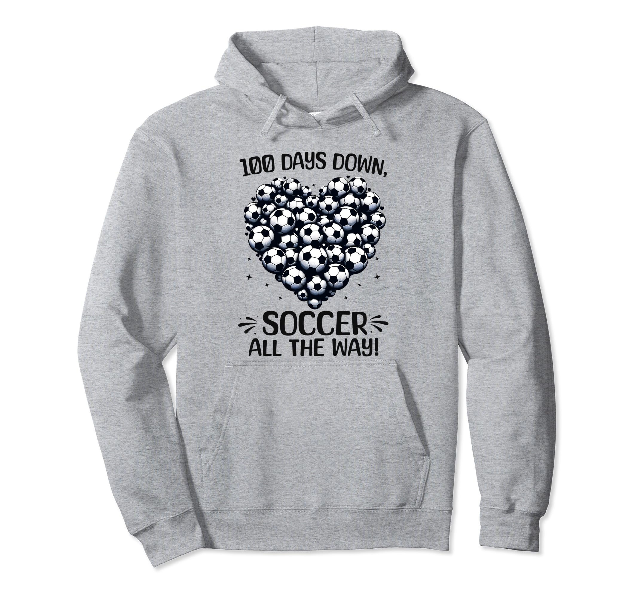 100 Days School Soccer Heart Love 100Th Hoodie - Trendy Graphic Men Women