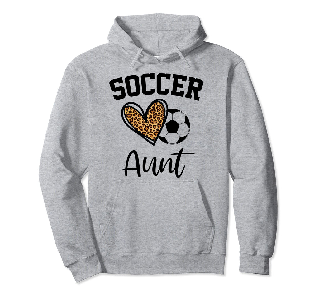 Soccer Aunt Leopard Heart Funny Hoodie - Fun Novelty Design for Adults