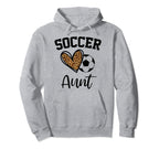 Soccer Aunt Leopard Heart Funny Hoodie - Fun Novelty Design for Adults