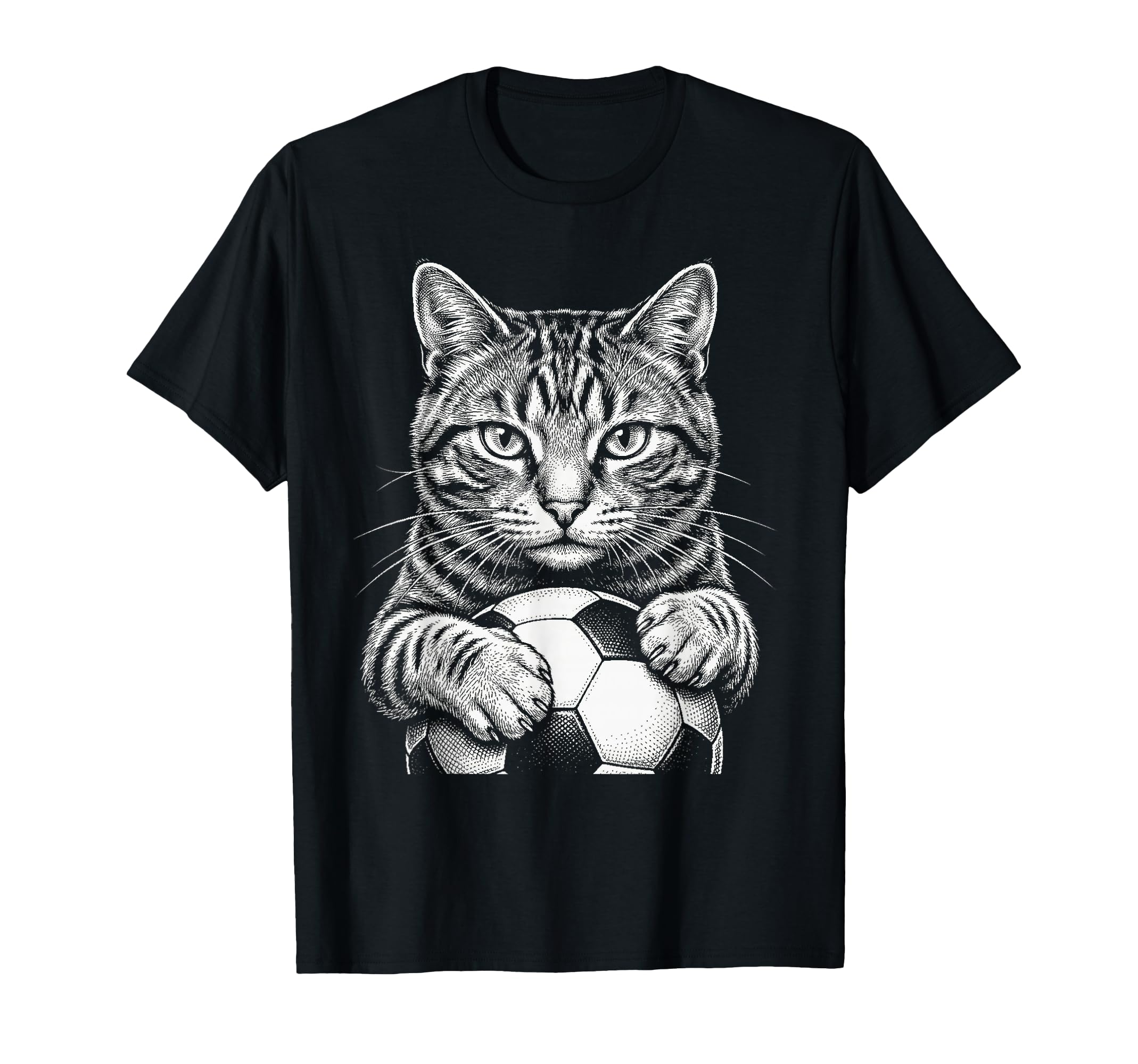Black And White Feline Sports Tabby Cat T-Shirt - Streetwear Style Unisex