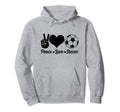 Soccer Player Peace Love Soccer Player Hoodie - Minimalist Print Men Women