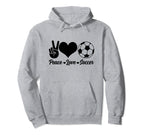Soccer Player Peace Love Soccer Player Hoodie - Minimalist Print Men Women
