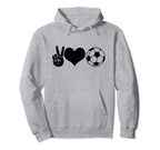Soccer Peace Love Soccer Player Hoodie - Unique Graphic Men Women
