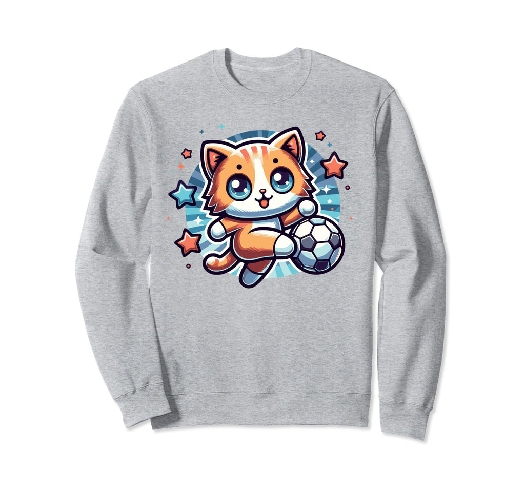 Soccer Player Cat Kitten Kicking Sweatshirt - Graphic Print Men Women