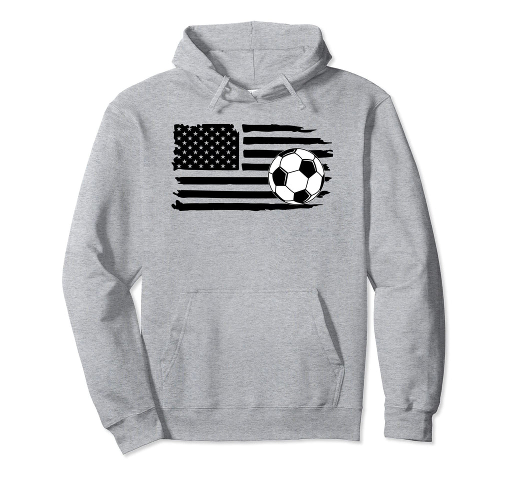 Distressed American Flag Soccer Ball Usa Hoodie - Trendy Graphic Unisex